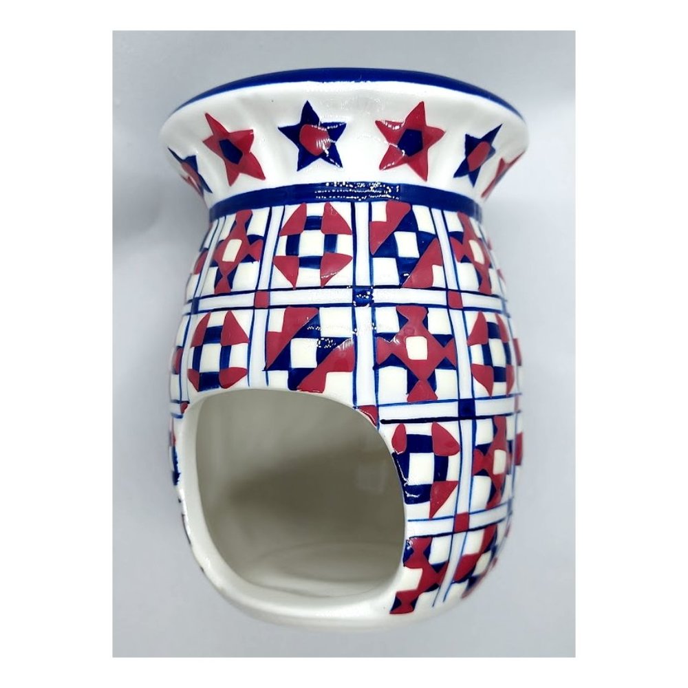 PartyLite Americana Quilt Candle Wax Tart Holder